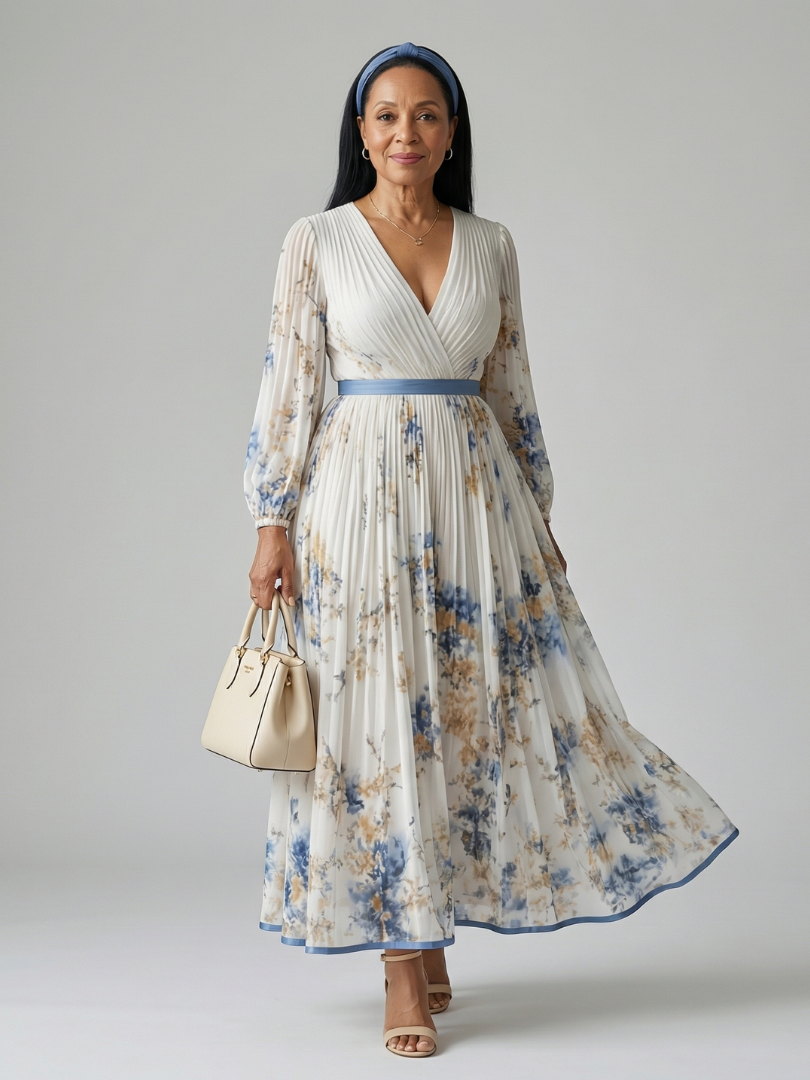 Juliette | Pleated Wrap Midi Dress