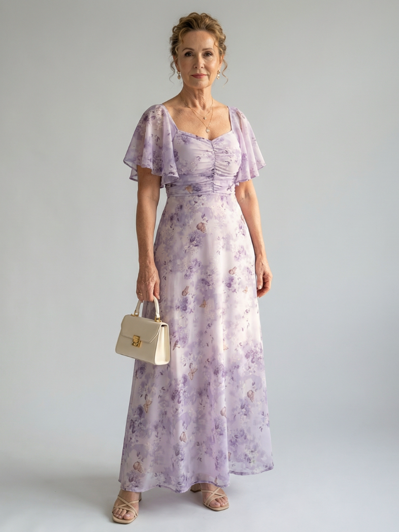 Séraphine | Flutter Sleeve Floral Midi