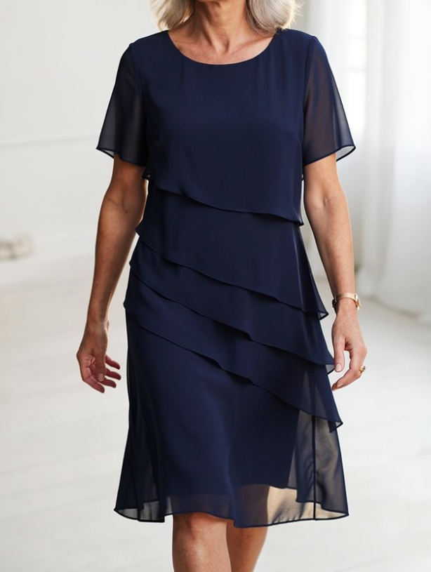 Margot | Layered Chiffon Midi Dress