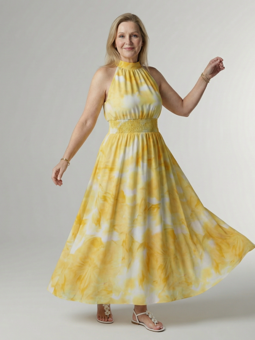 Céleste | Gathered Halter Midi Dress