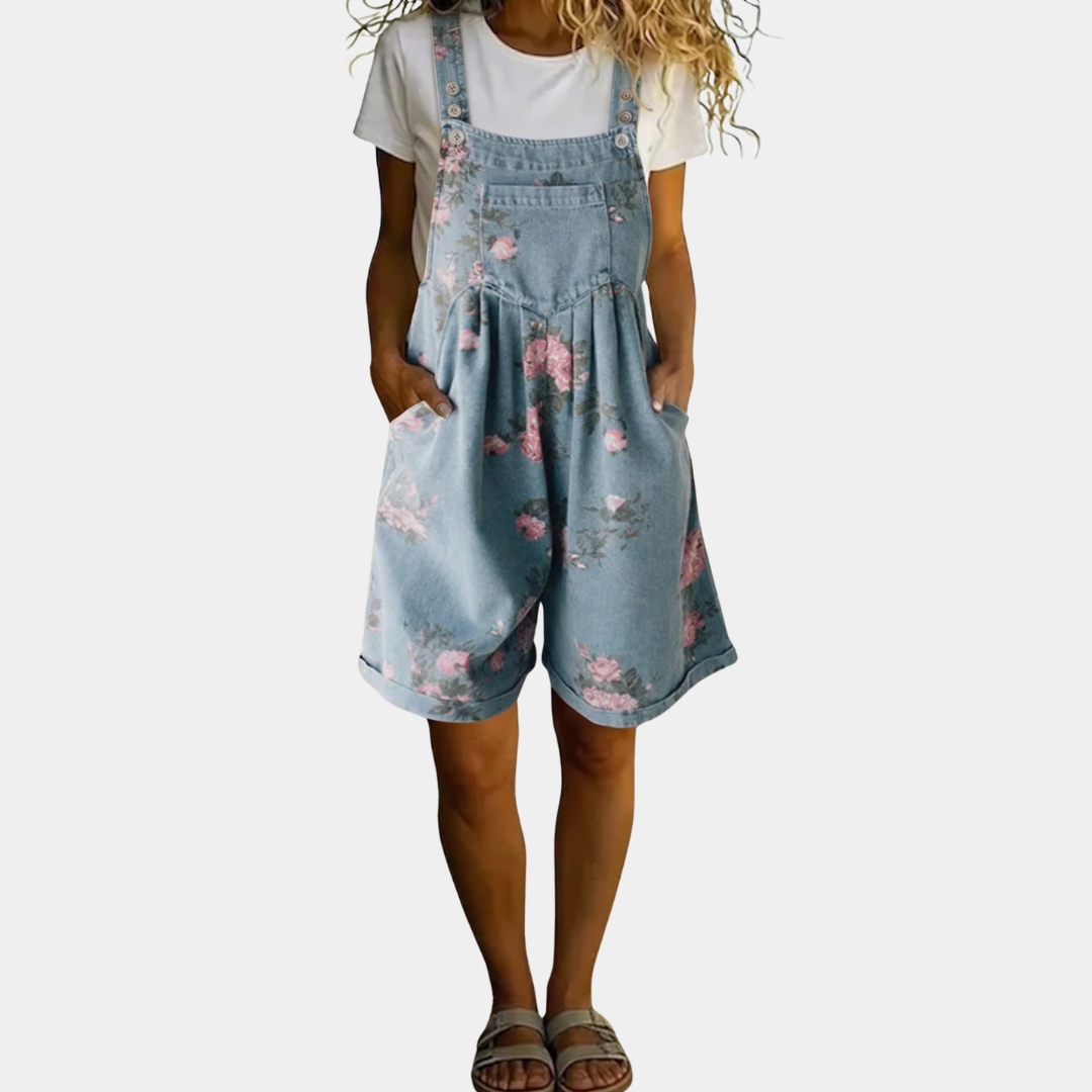 Sienna | Vintage Washed Denim Floral Jumpsuit
