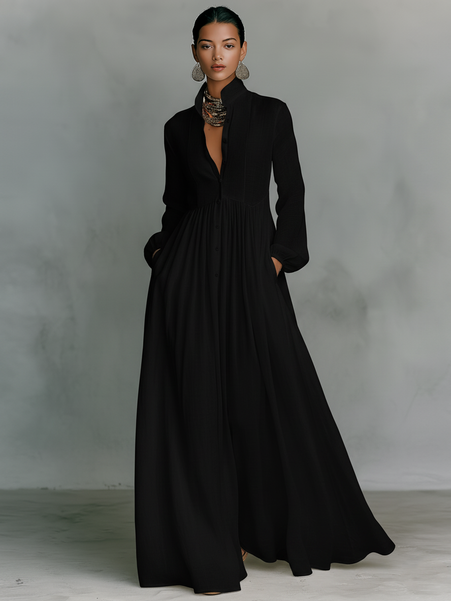 Lefika | Patchwork Linen Maxi Dress