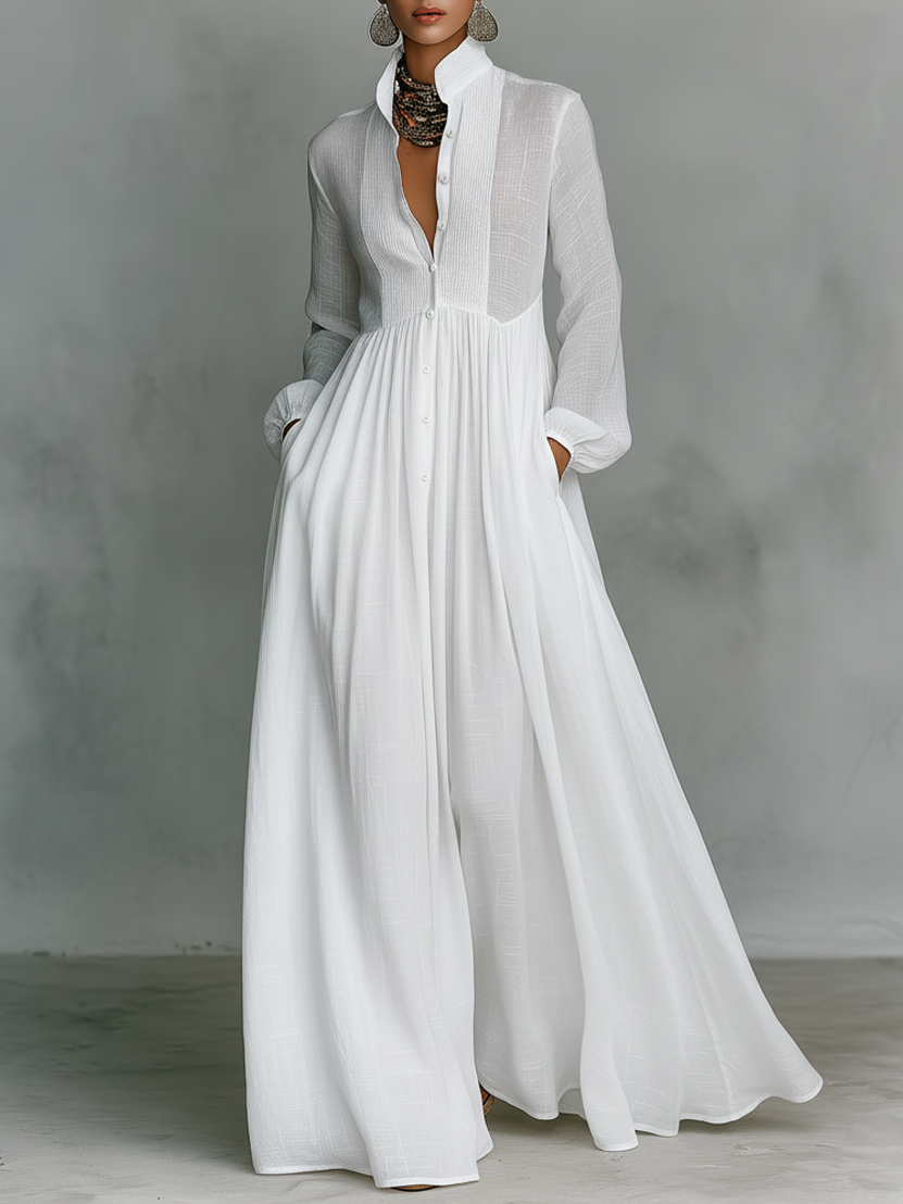 Lefika | Patchwork Linen Maxi Dress