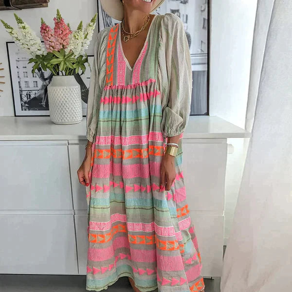 Margot | V-Neck Patterned Summer Dress