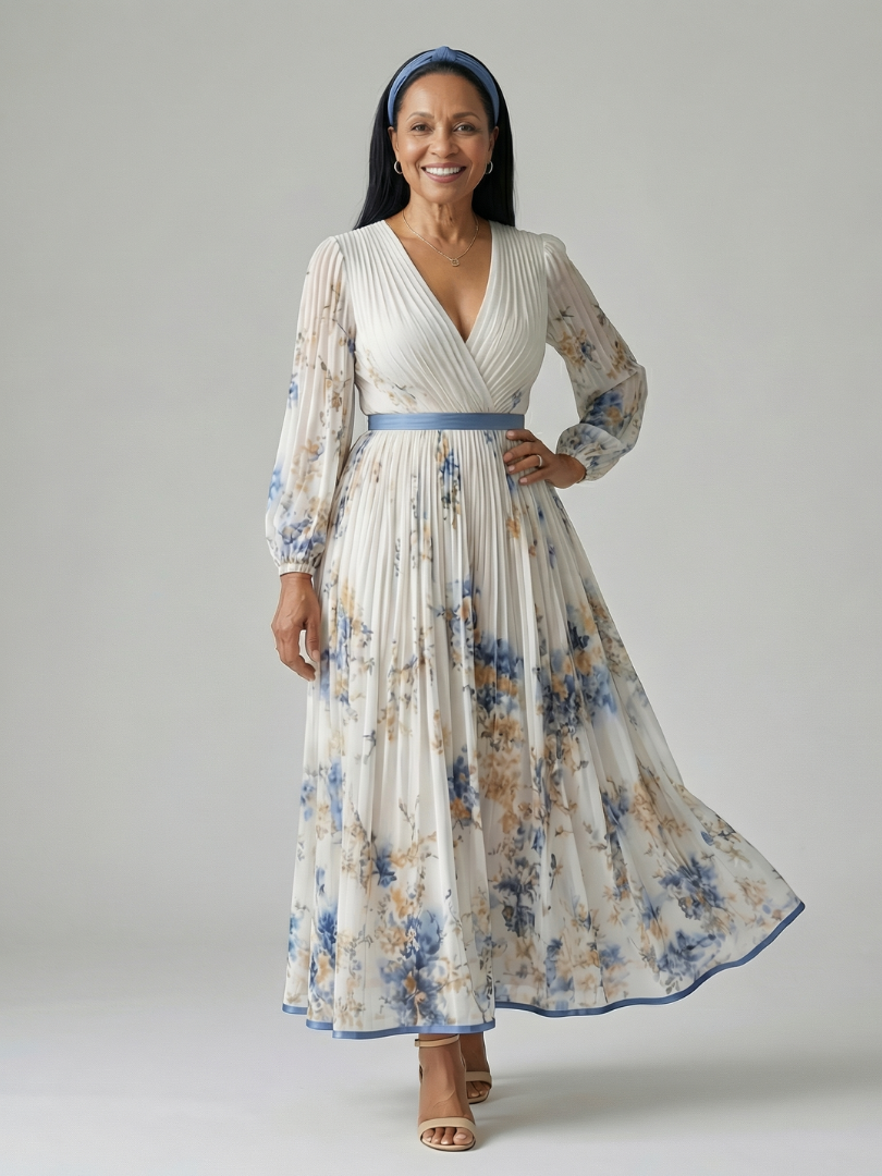 Juliette | Pleated Wrap Midi Dress