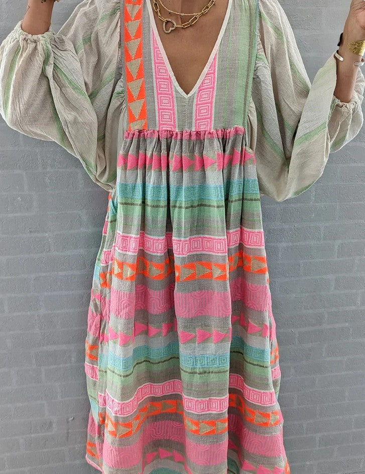 Margot | V-Neck Patterned Summer Dress