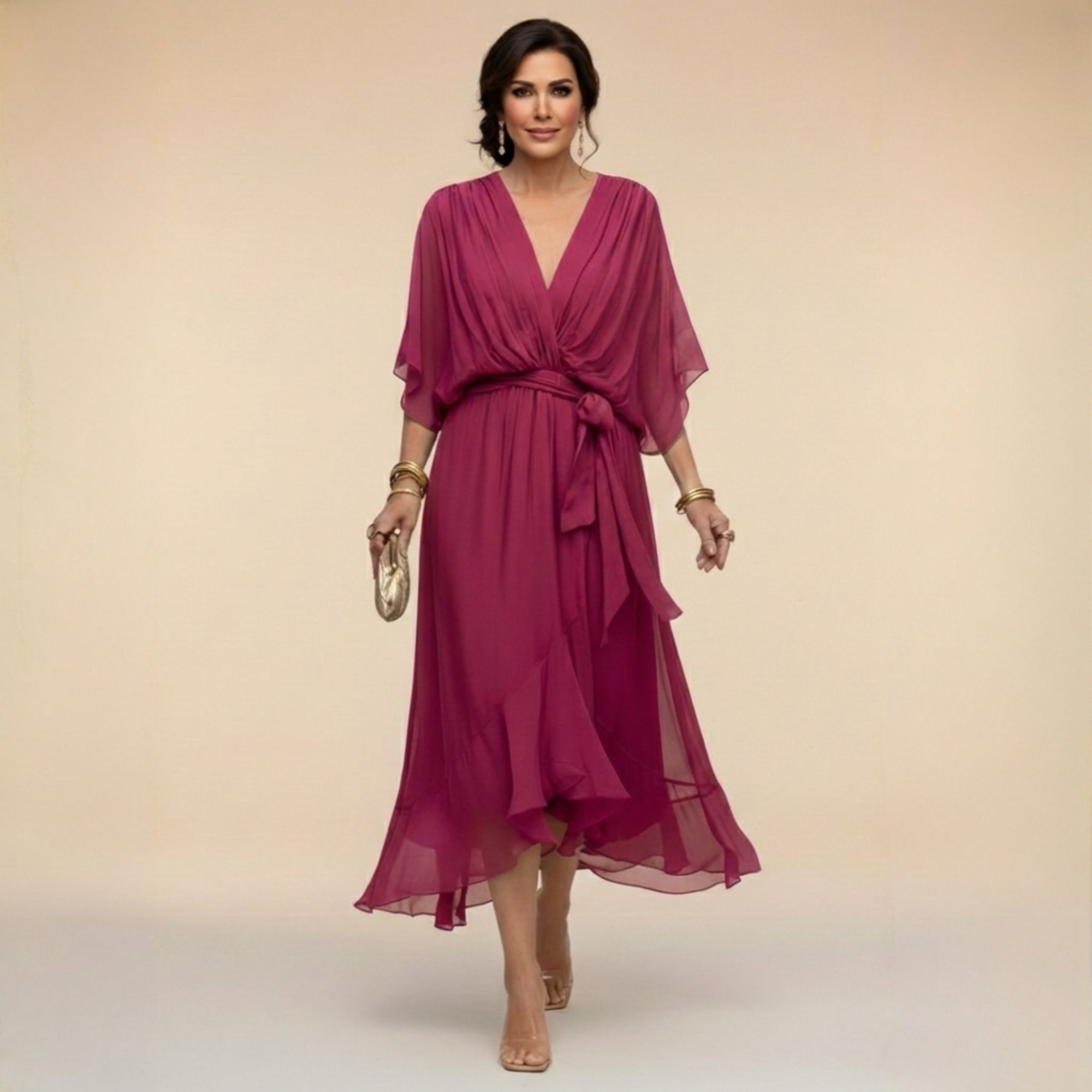 Isabelle | Flowing Chiffon V-Neck Dress