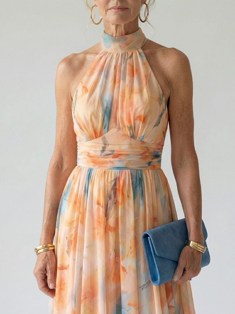 Chloé | Gathered Halter Midi Dress