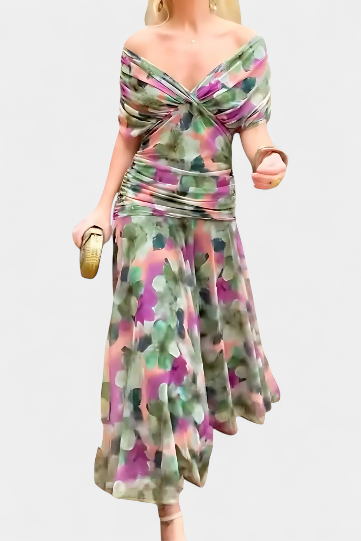 Amélie | Elegant Floral V-Neck Dress