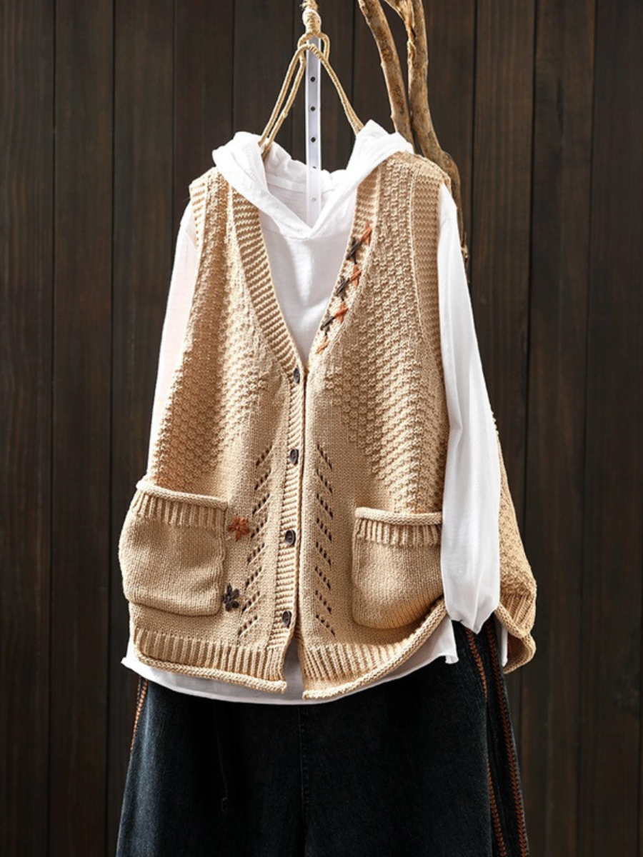 Cécile | Embroidered Knit Vest