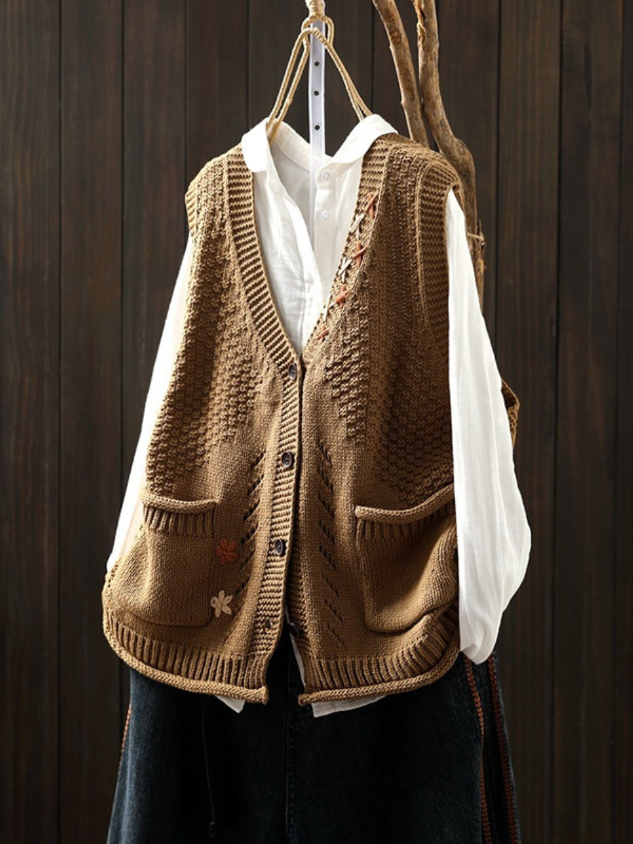Cécile | Embroidered Knit Vest
