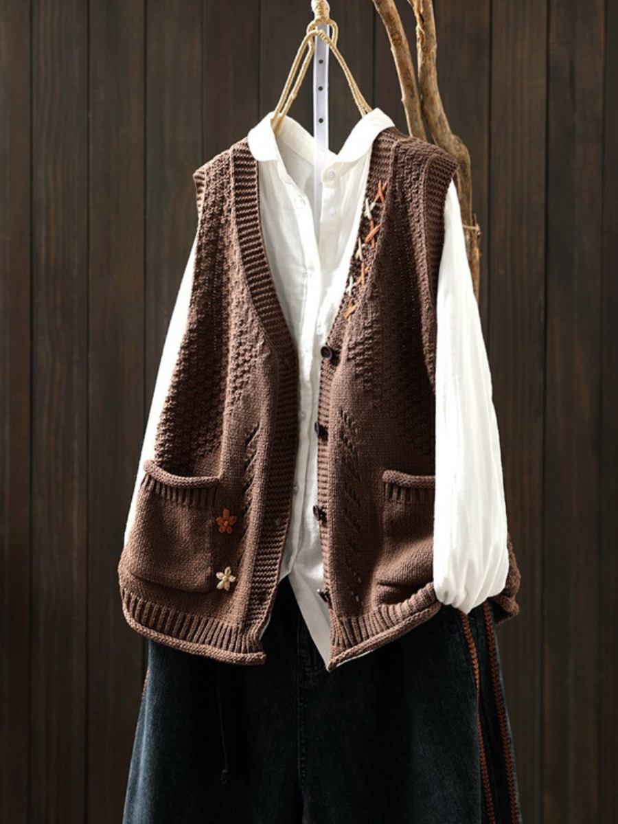 Cécile | Embroidered Knit Vest