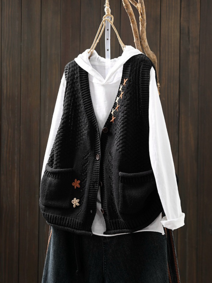Cécile | Embroidered Knit Vest