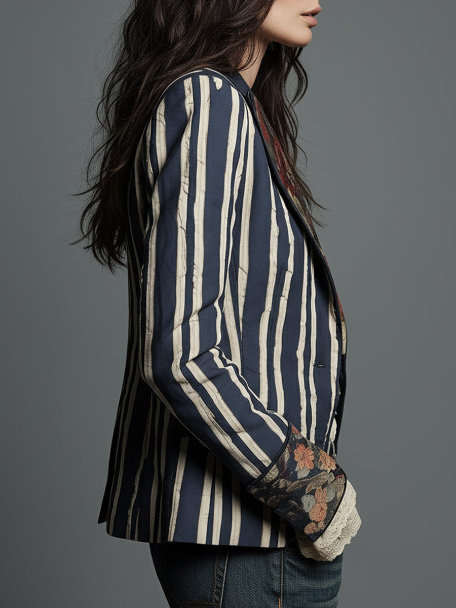 Tawanda | Bohemian Striped Linen Blazer