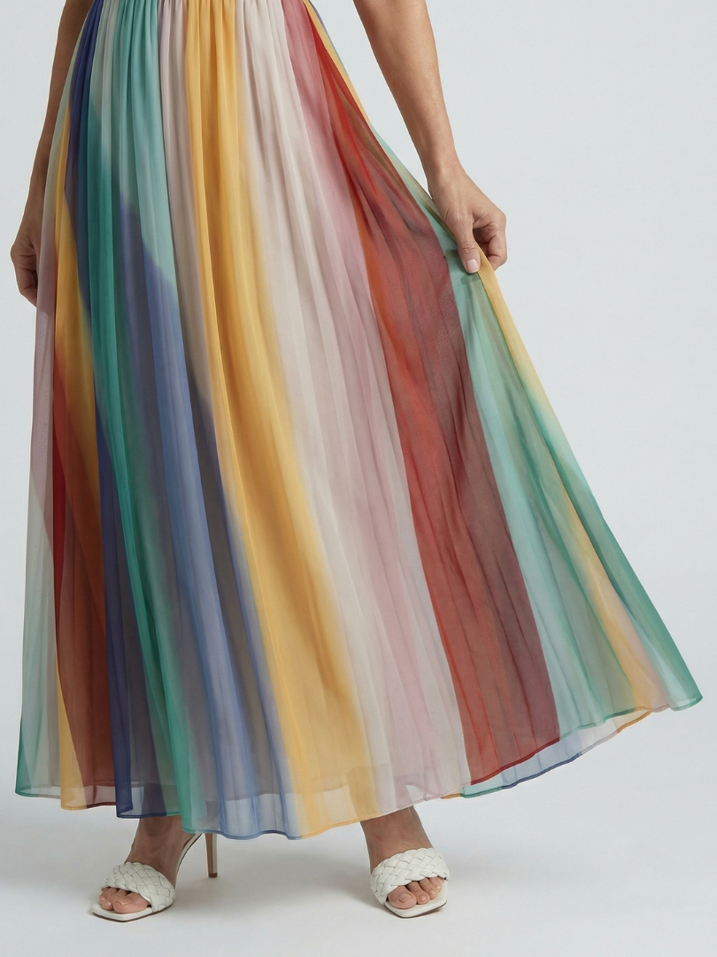 Gabrielle | Light Stripe Strapless Maxi