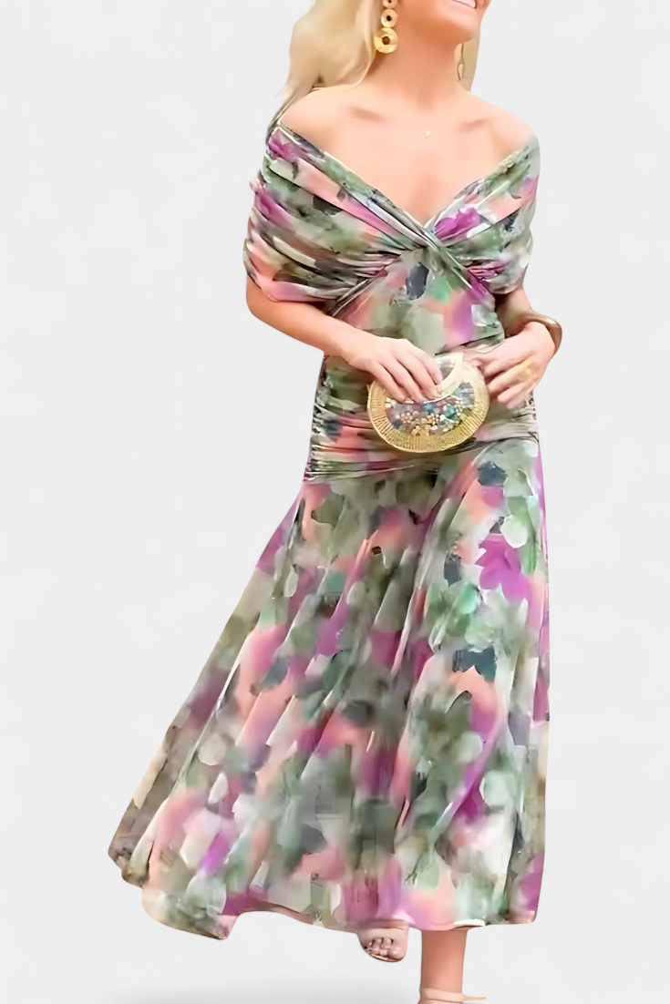 Amélie | Elegant Floral V-Neck Dress