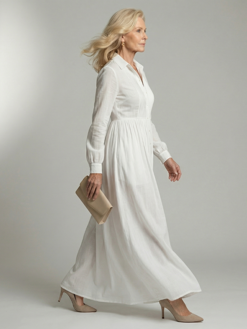 Anaïs | Long Sleeve Button Front Maxi