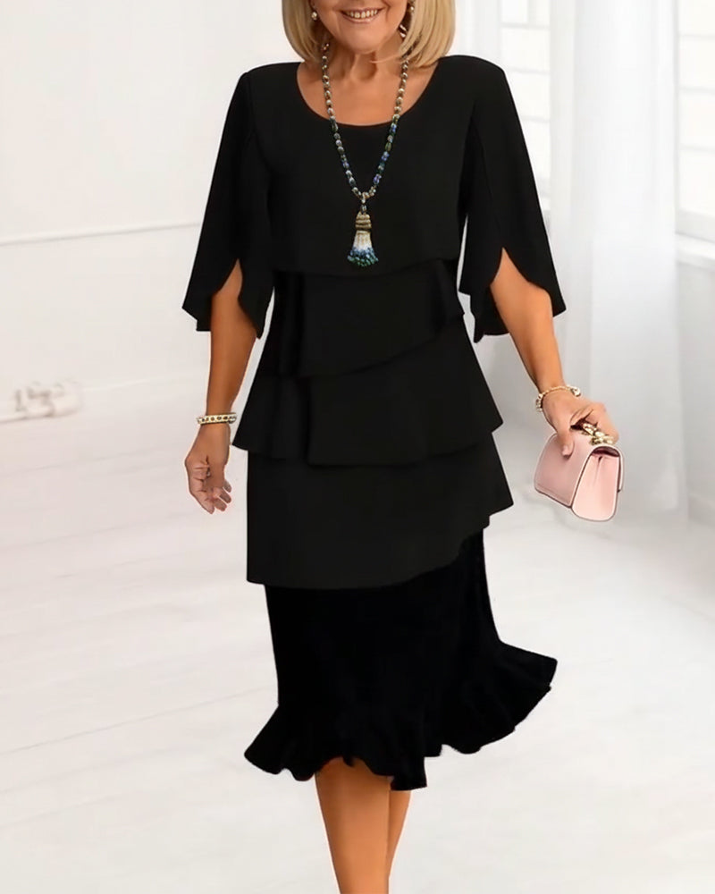 Camille | Ruffle A-Line Midi Dress
