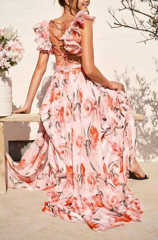 Paloma | Backless Printed Maxi Dress