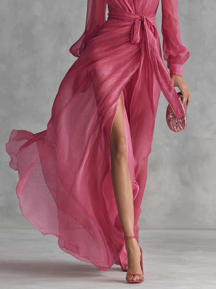 Nhlanhlayethu | Beaded Chiffon V-Neck Maxi Dress