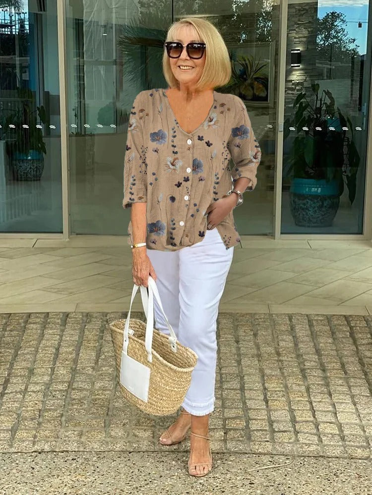 Corrie | Printed Button Tunic Top