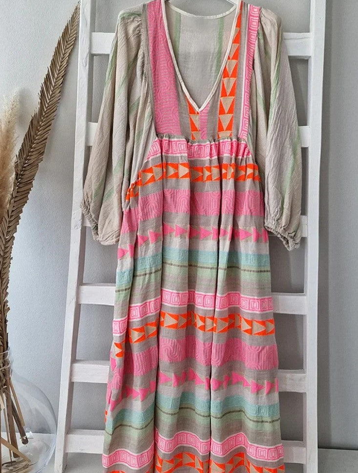 Margot | V-Neck Patterned Summer Dress