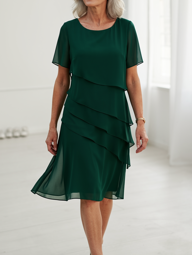 Margot | Layered Chiffon Midi Dress