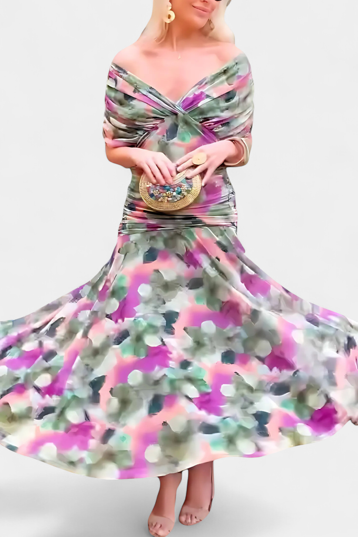 Amélie | Elegant Floral V-Neck Dress