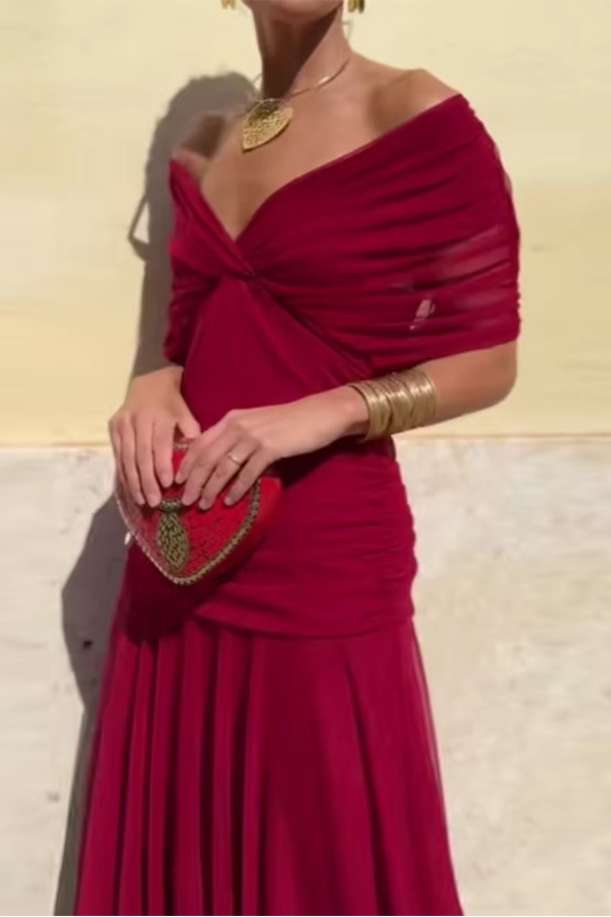 Margot | Pleated Waist V-Neck Maxi Dress