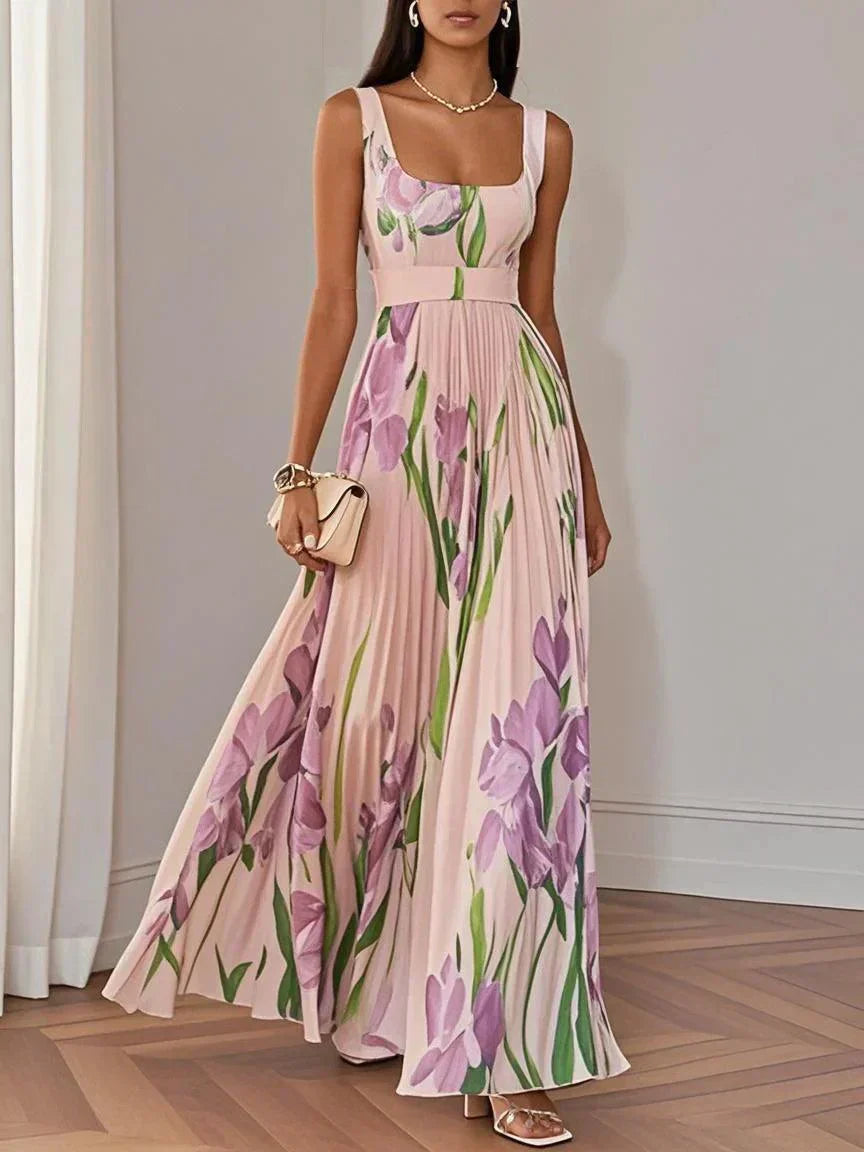 Oceane | Pleated Floral Chiffon Maxi