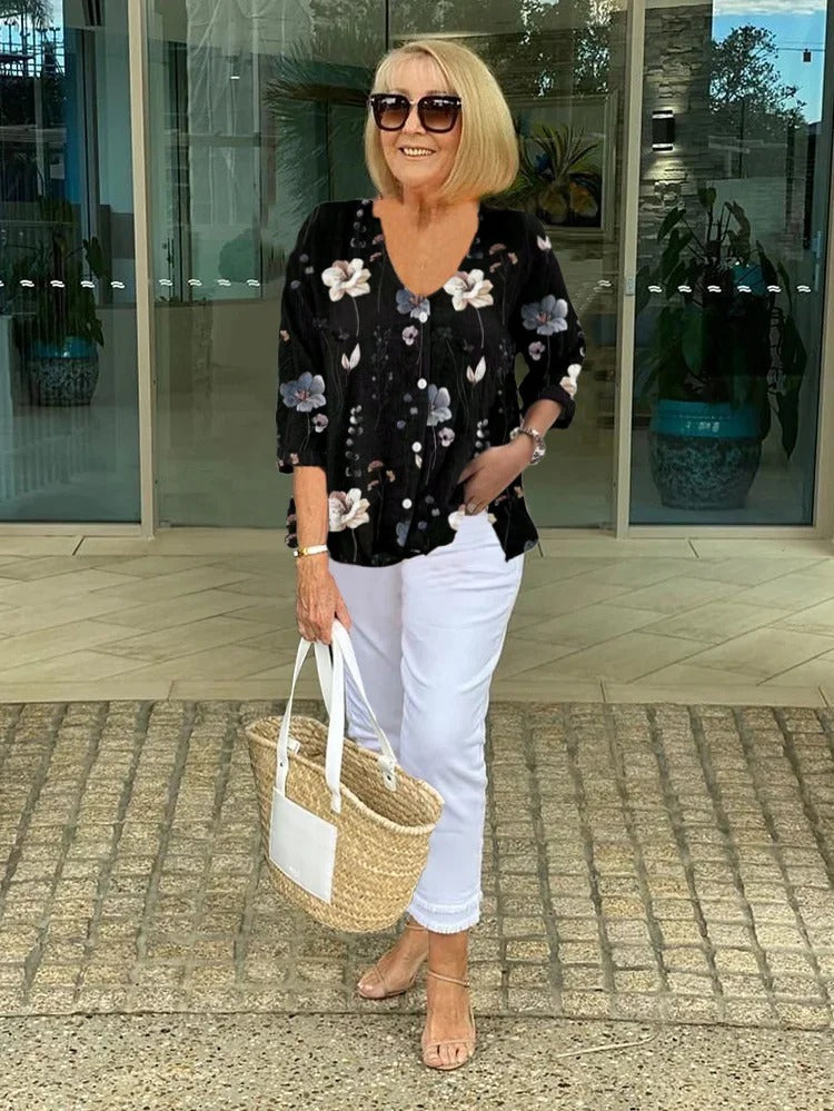 Corrie | Printed Button Tunic Top