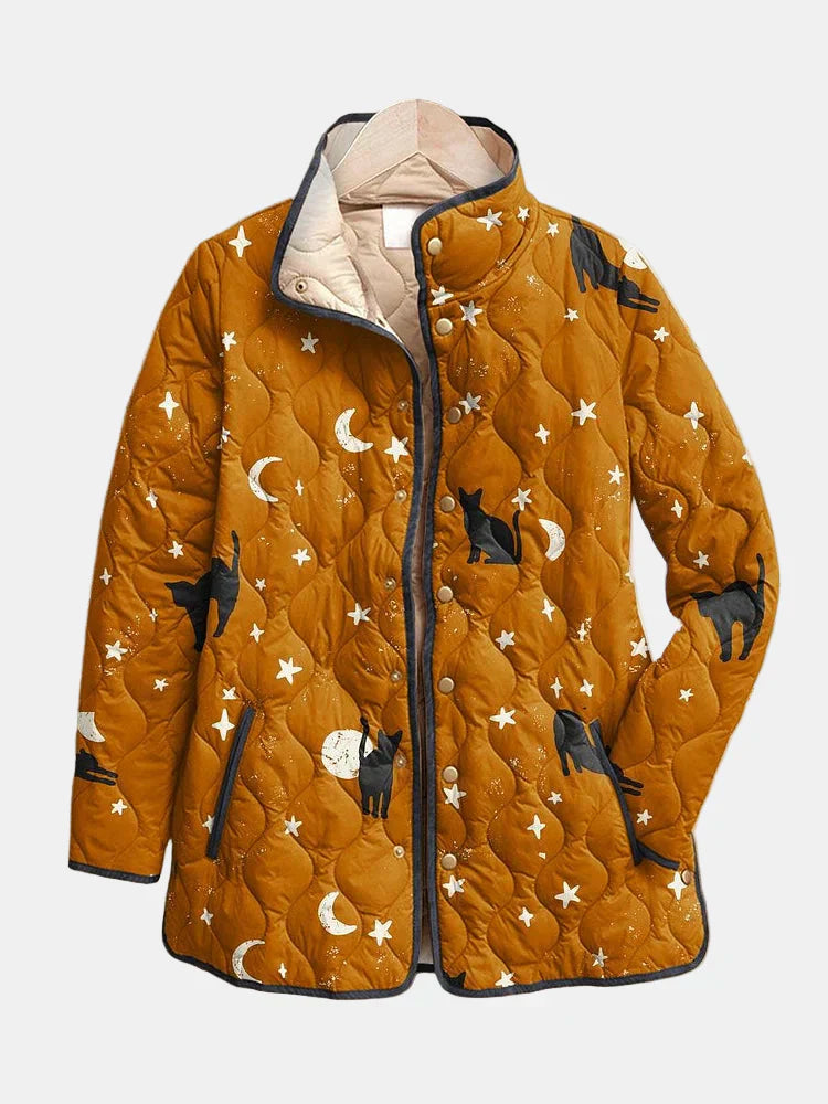 Luna | Black Cat Halloween Quilted Jacket