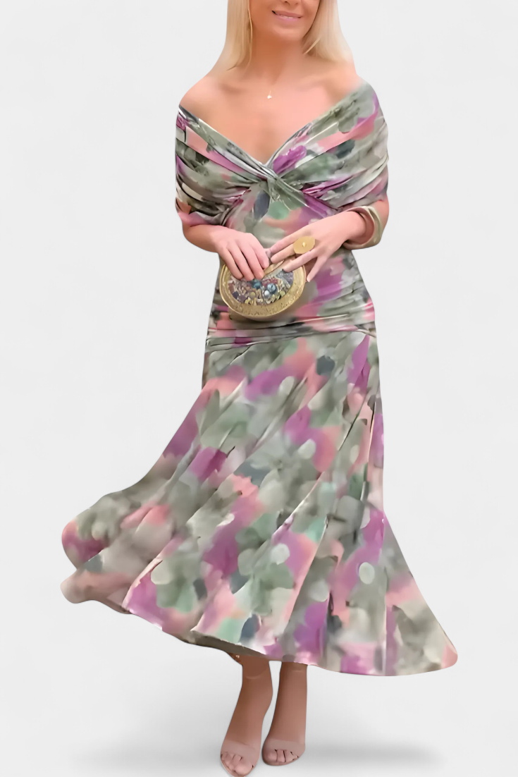 Amélie | Elegant Floral V-Neck Dress