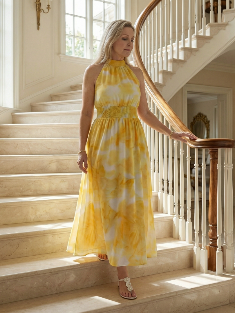 Céleste | Gathered Halter Midi Dress