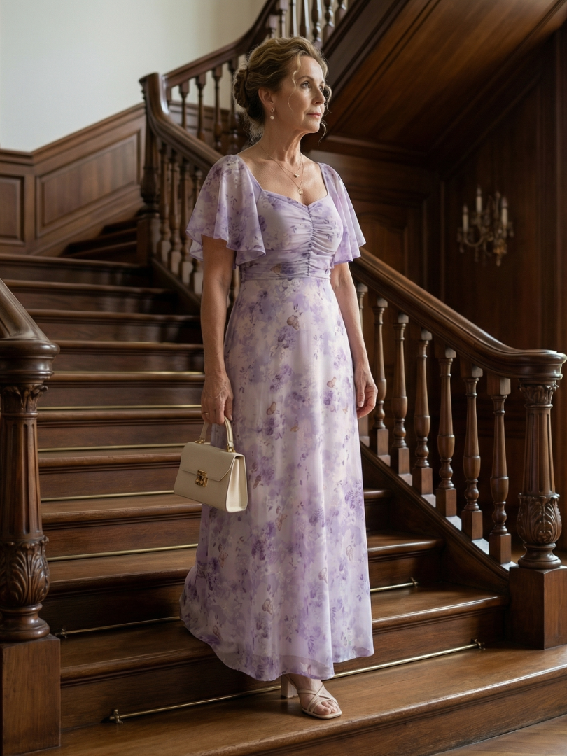 Séraphine | Flutter Sleeve Floral Midi