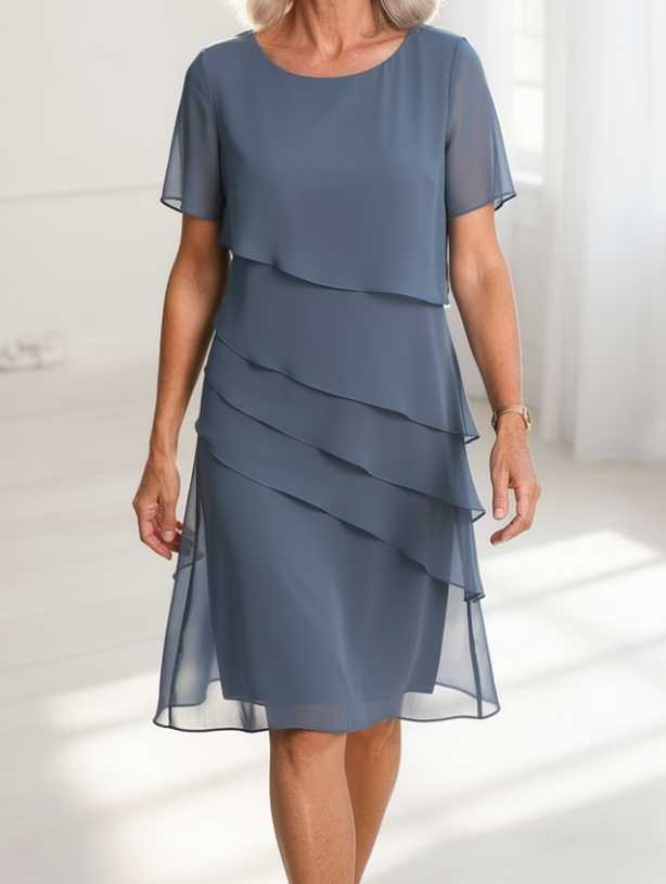 Margot | Layered Chiffon Midi Dress