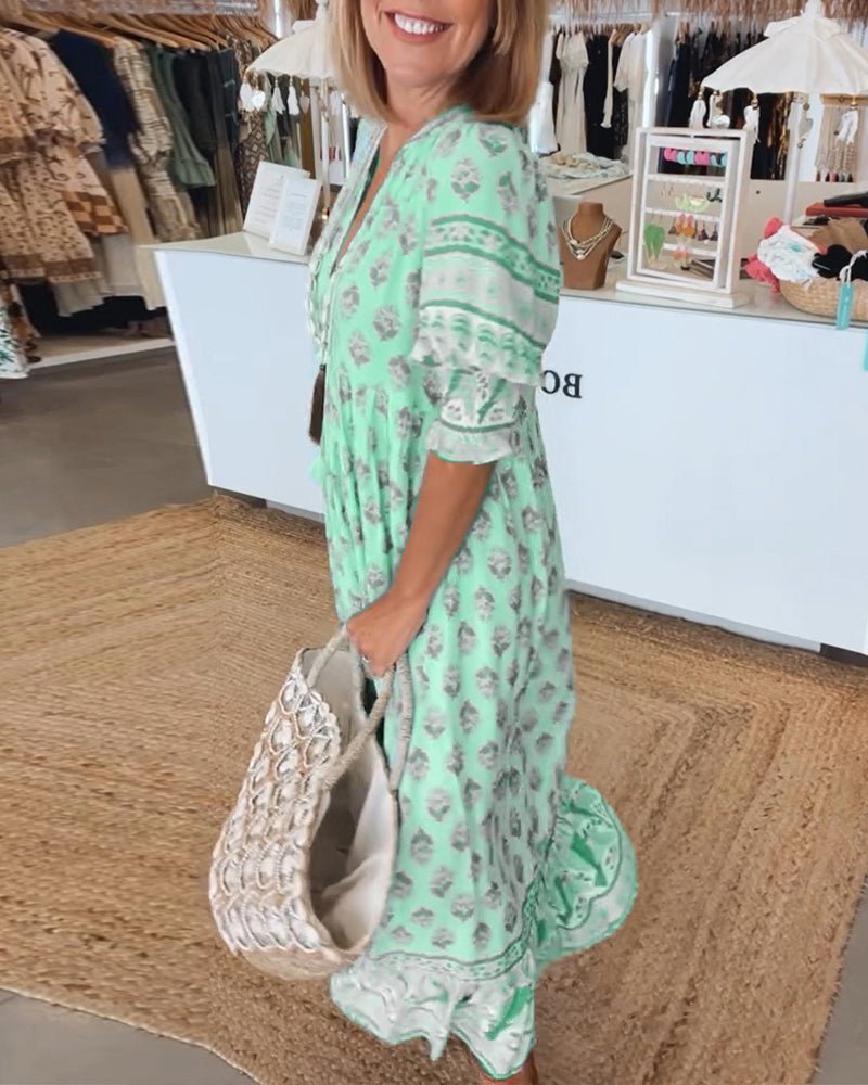 Tumelo | Chic Floral V-Neck Dress