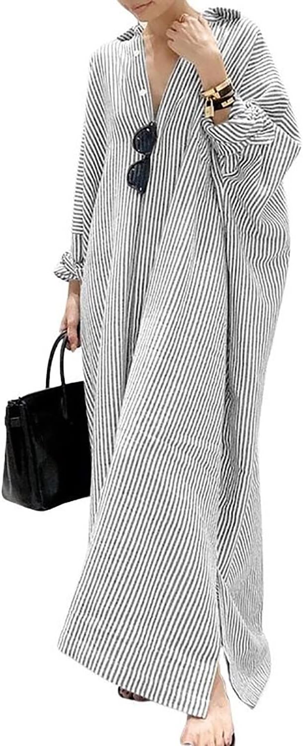 Isabelle | Striped Long Sleeve Shirt Dress