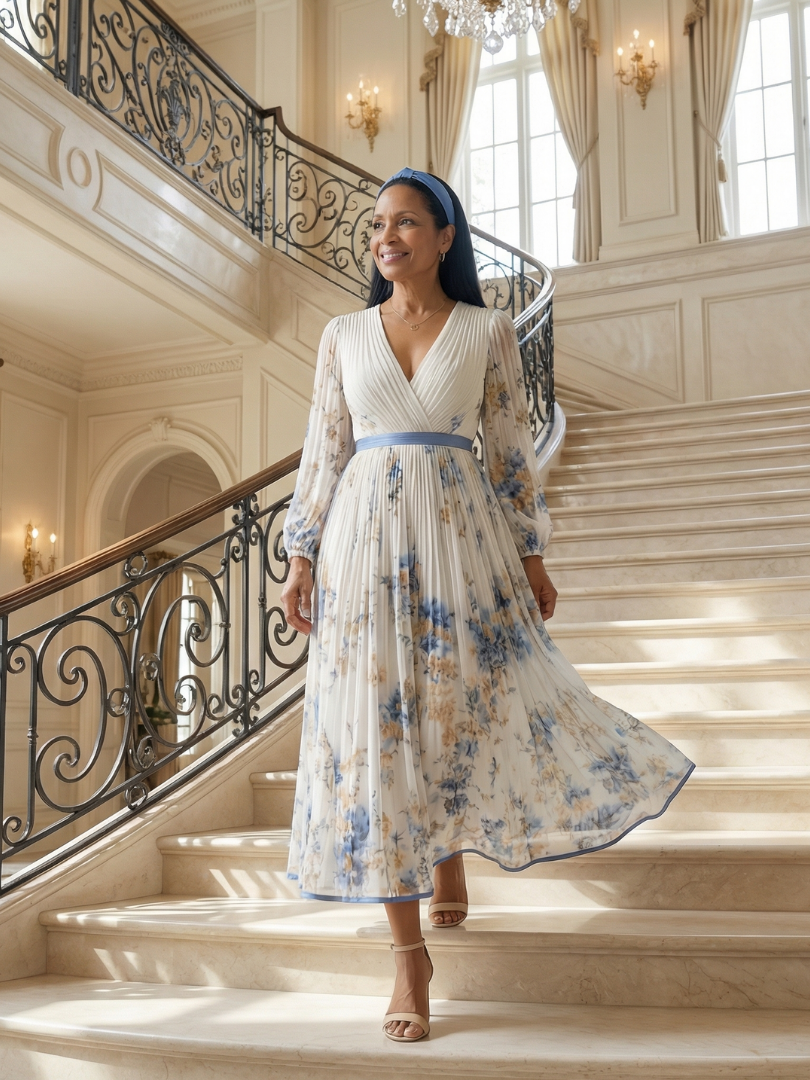 Juliette | Pleated Wrap Midi Dress