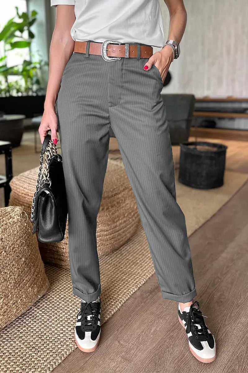 Nokufa | Striped High-Waist Tailored Trousers