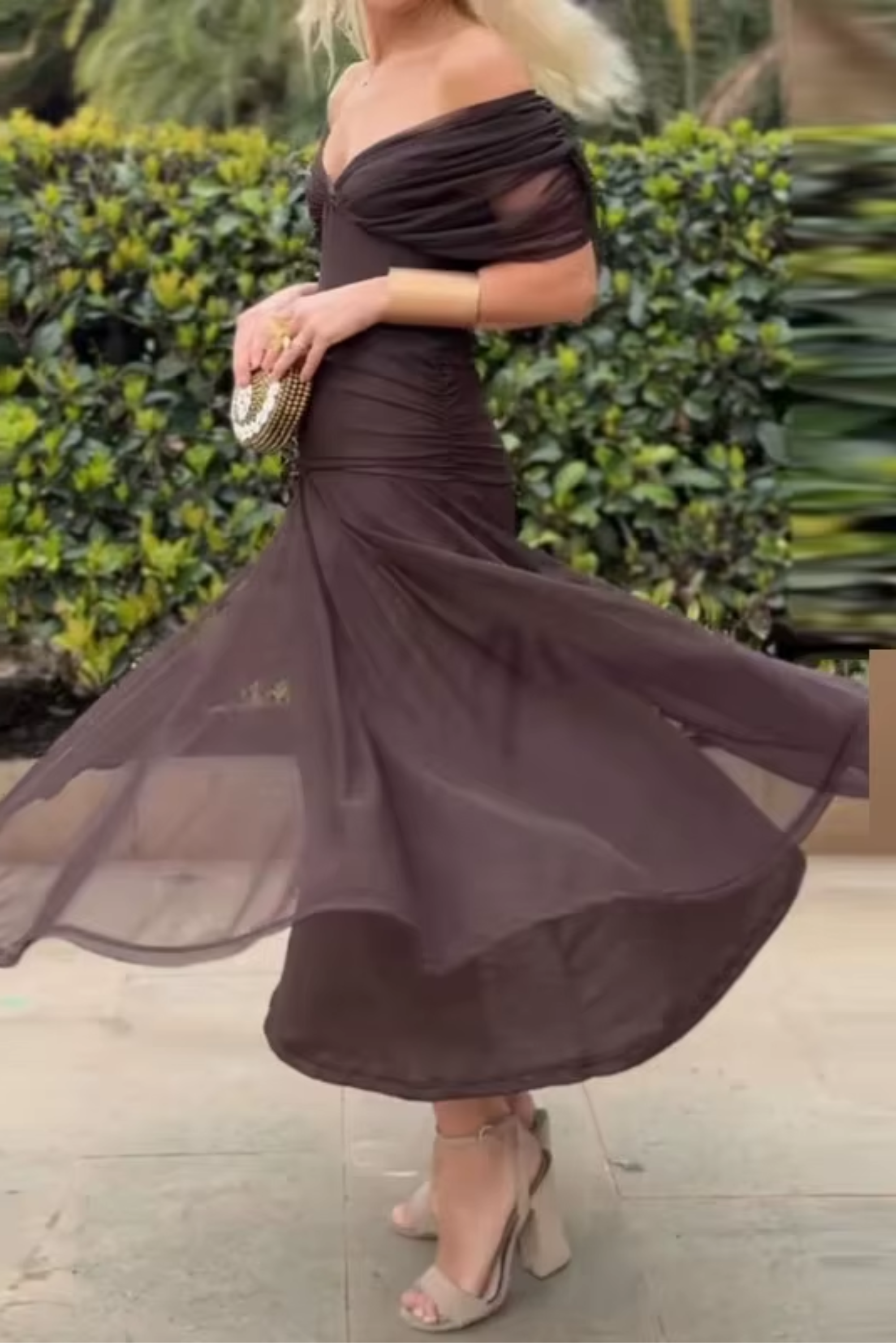 Margot | Pleated Waist V-Neck Maxi Dress