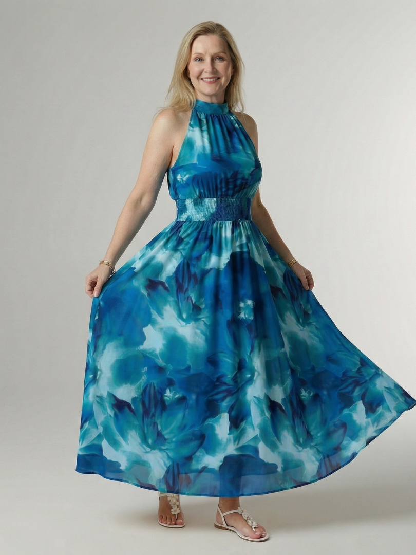 Céleste | Gathered Halter Midi Dress