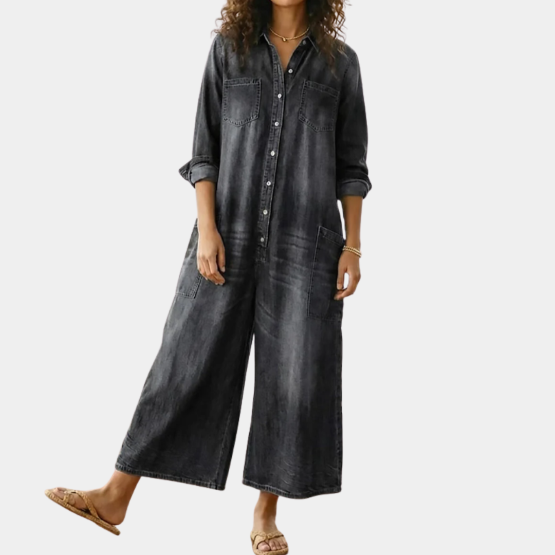 Rosalie | Vintage Washed Denim Jumpsuit
