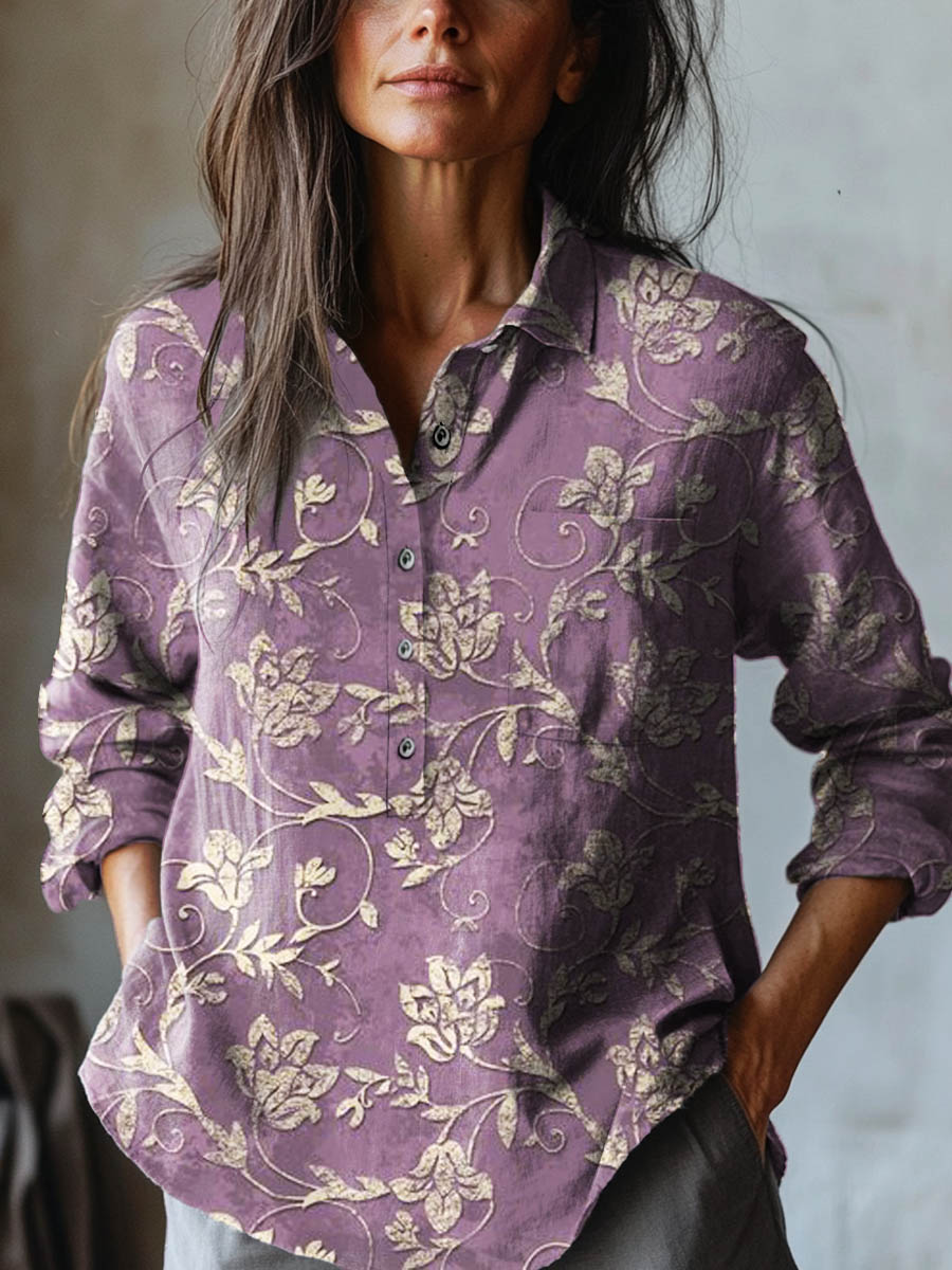 Camille | Floral Embroidered Linen Shirt