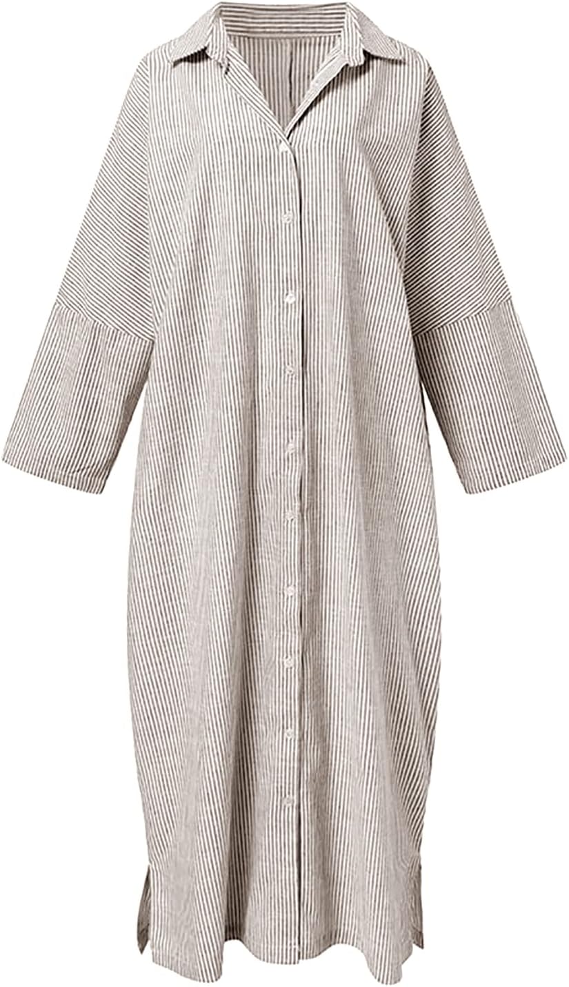 Isabelle | Striped Long Sleeve Shirt Dress