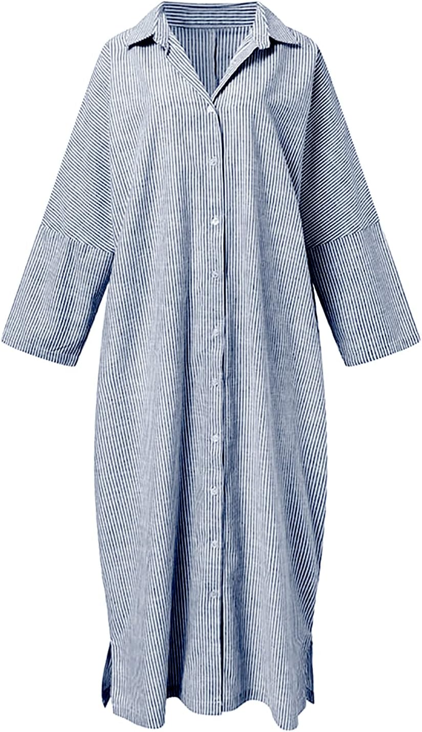 Isabelle | Striped Long Sleeve Shirt Dress