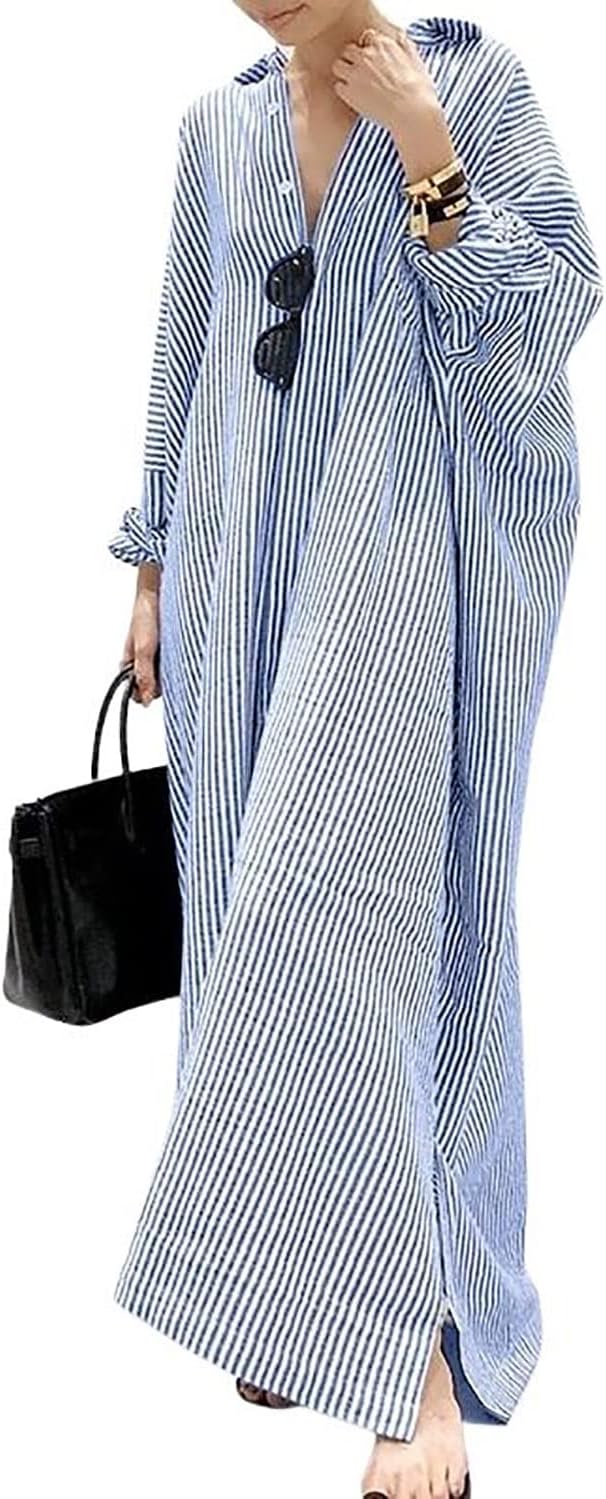 Isabelle | Striped Long Sleeve Shirt Dress