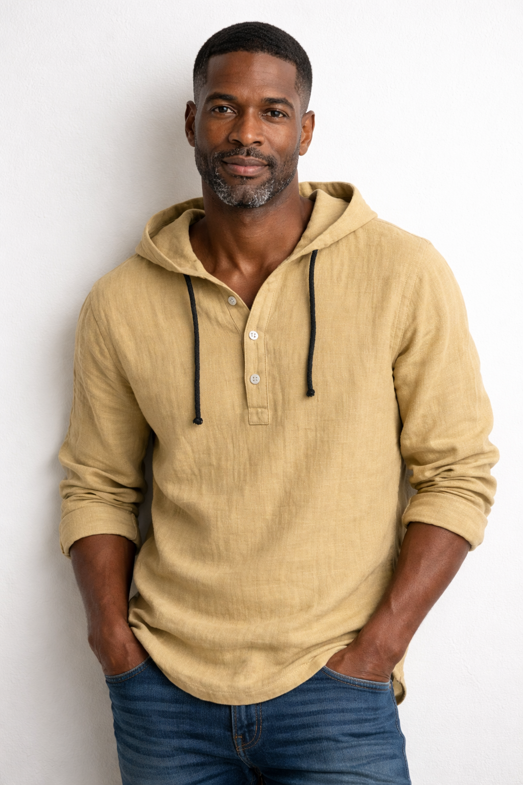 Sibakhulu | Hooded Linen Half-Button Shirt