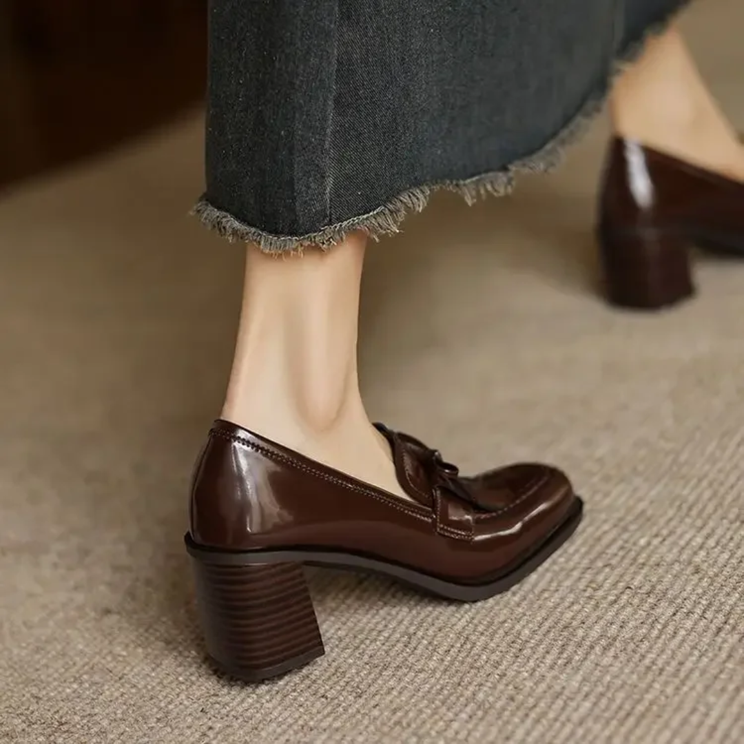 Florence | Tassel Block Heel Loafers