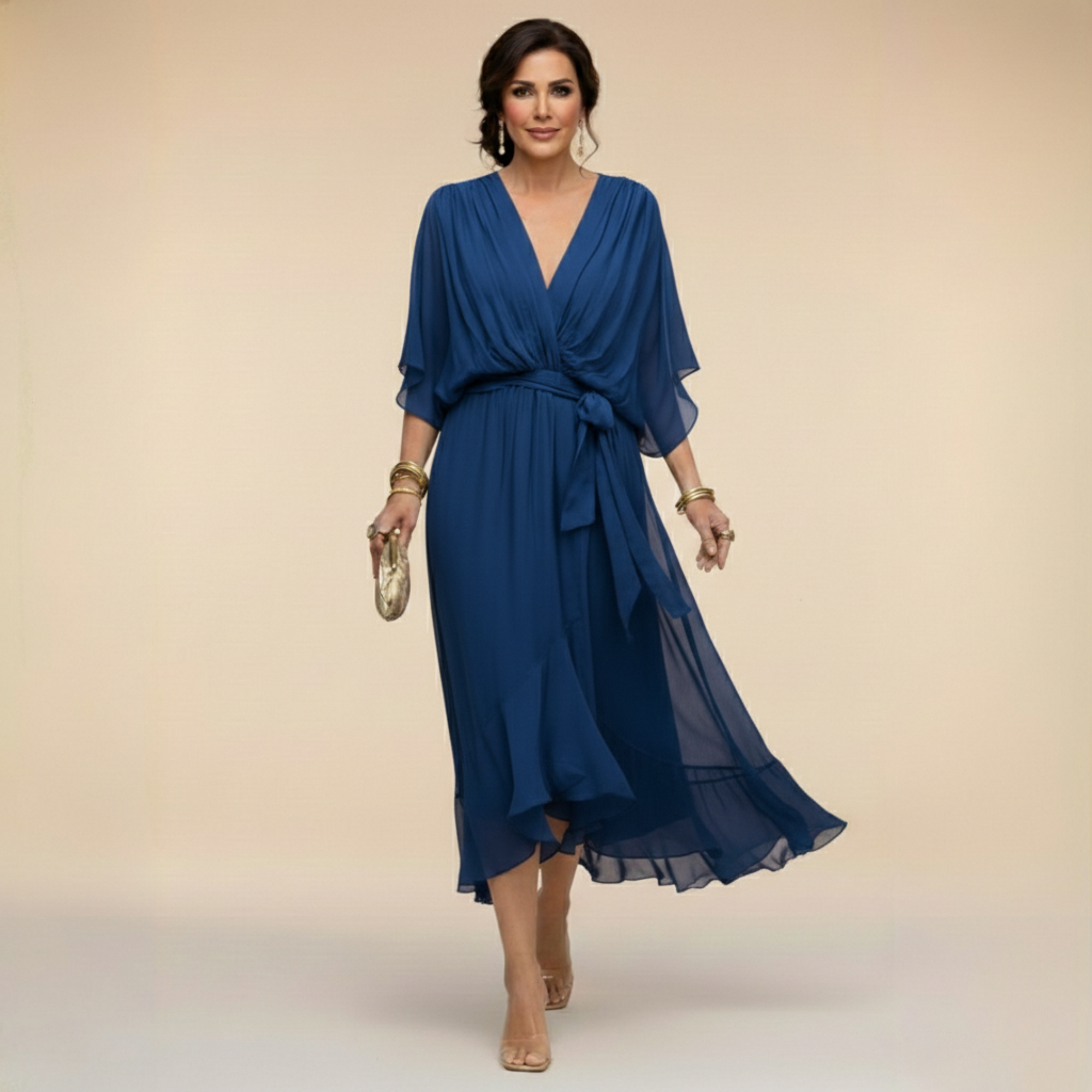 Isabelle | Flowing Chiffon V-Neck Dress